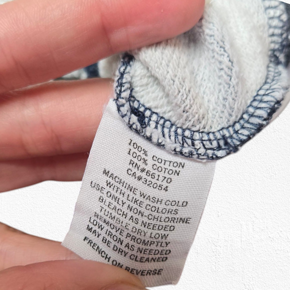 BDG Navy White Striped French Terry V Neck Wrap Cropped Sweater Size Medium - Picture 8 of 9